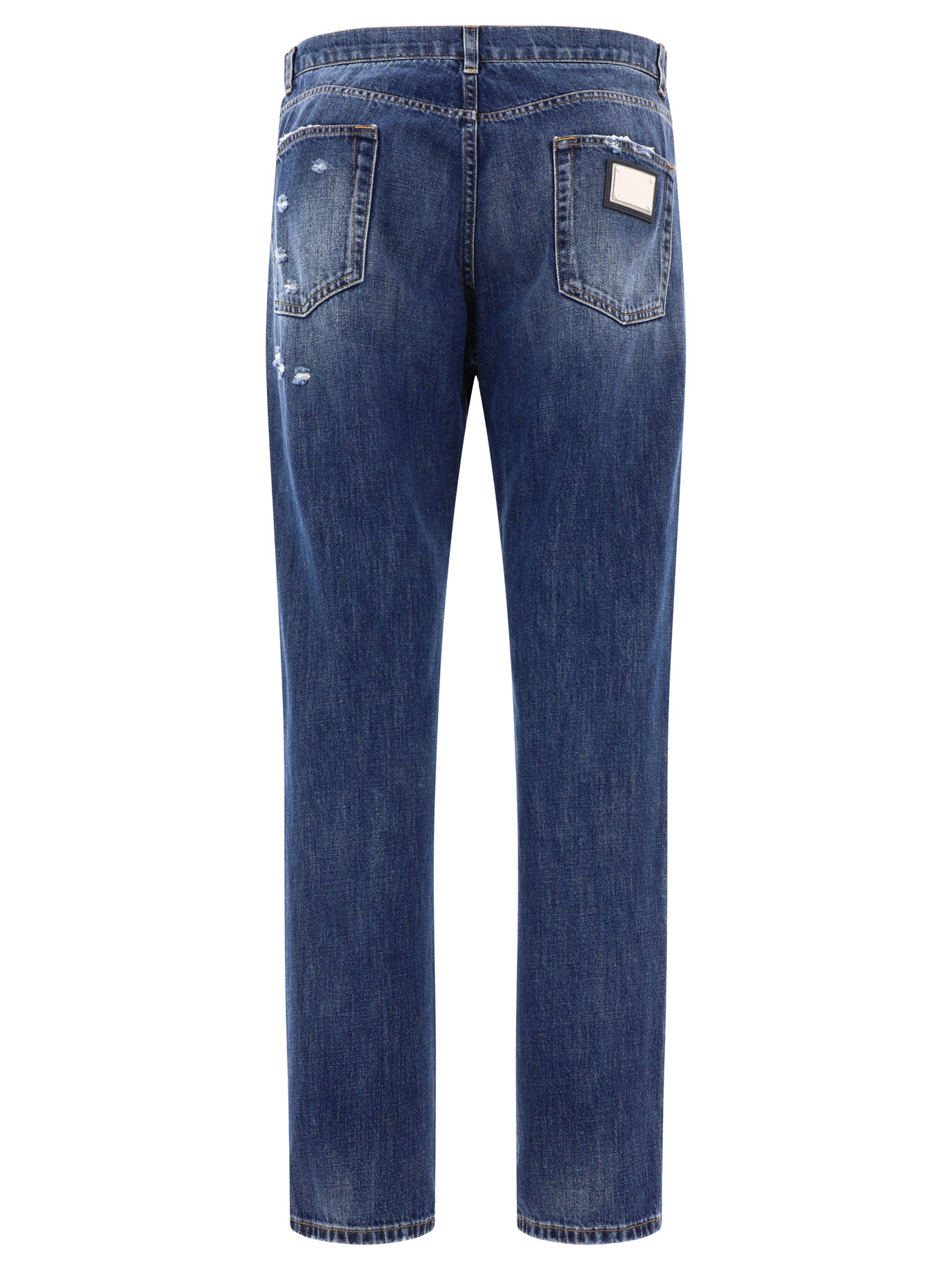 DOLCE & GABBANA Blue Straight leg jeans with ripped details